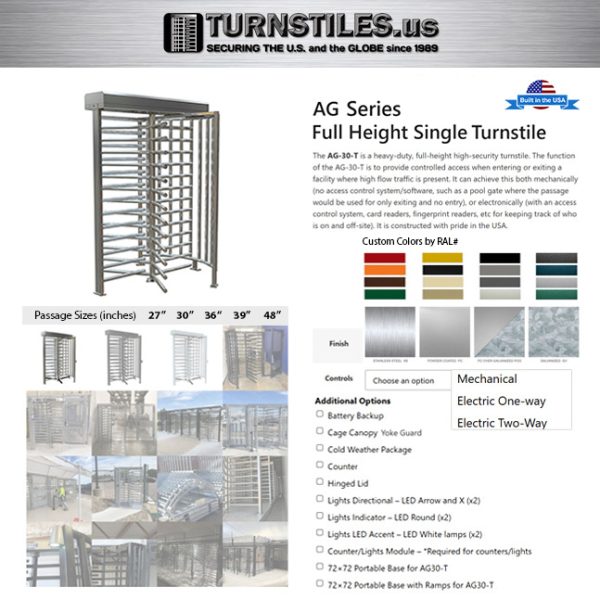 AG-30-T Full Height Single Turnstile - Image 23