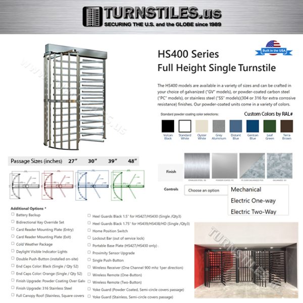 HS400 Series Single Full Height Turnstile - Image 16